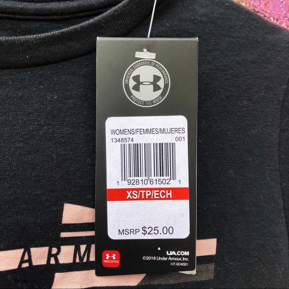 NWT Under Armor Heat Gear black & pink T-shirt - Picture 2 of 2